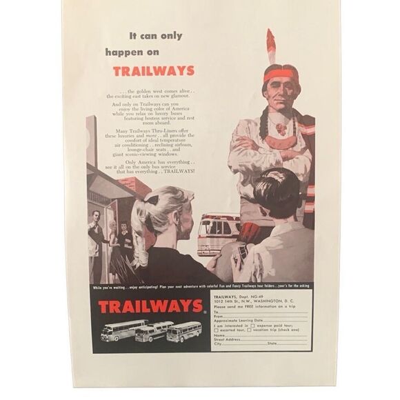 Vintage 1959 Trailways It Can Only Happen On Ad Advertisement - Picture 2 of 4
